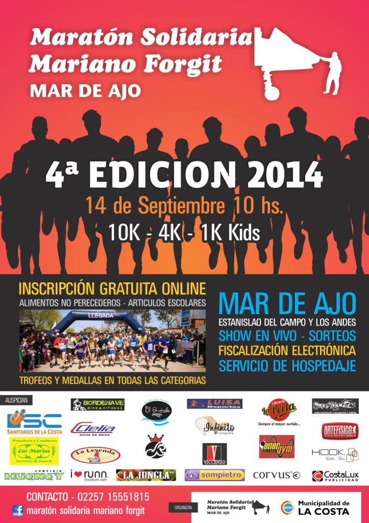 Maratón Solidaria Mariano Forgit 2014, 14 de Septiembre en Mar de Ajo