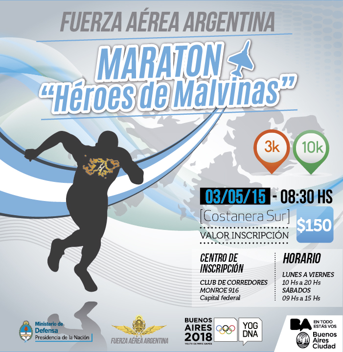 Maratón Héroes de Malvinas, el 3 de Mayo