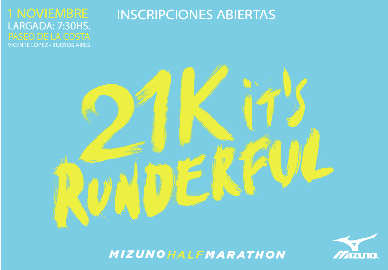 21K Mizuno 2015 se corren el 1ero de Noviembre en Vicente Lopez